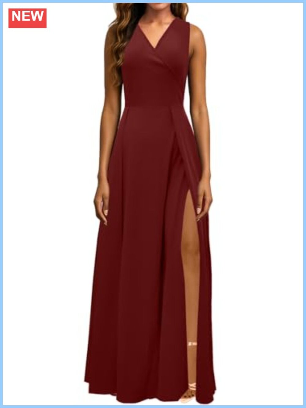 Women Elegant V Neck Sleeveless High Split Evening Party Cocktail Prom Maxi